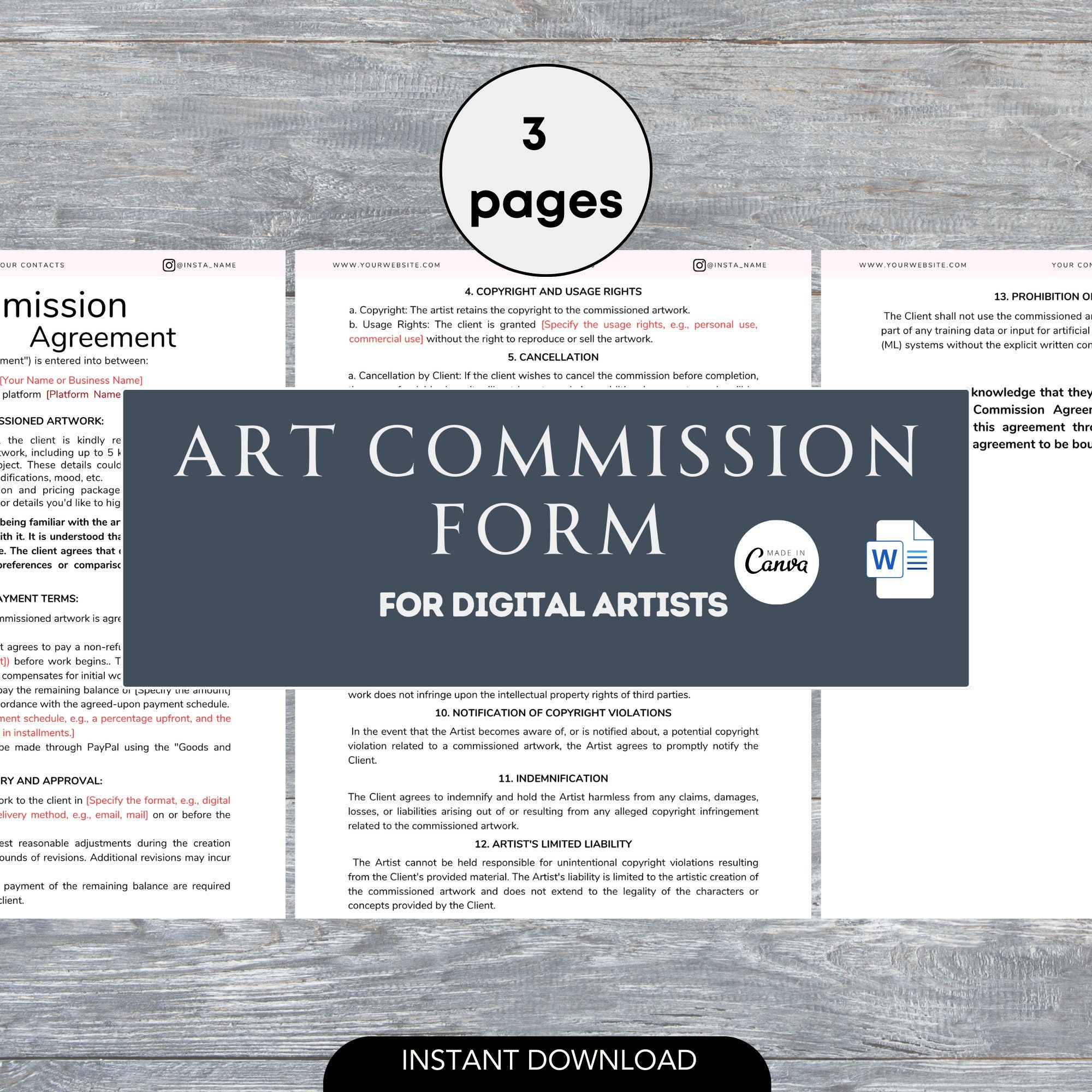 Digital Artist Commission Form Art Commission Agreement Etsy Digital Artist Commission Form Art Commission Agreement Etsy