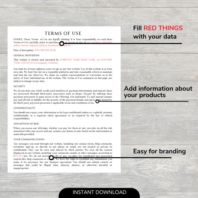 Terms of Use for Website Terms and Conditions Template for Website With ...