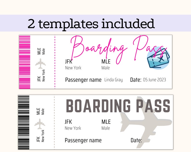 Editable Boarding Pass Template Printable Airline Ticket Canva Boarding ...