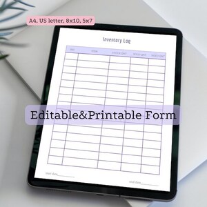 Editable Inventory Management Form Inventory Tracker PDF Product Inventory Business Inventory Sheet Inventory List Printable Canva