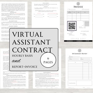 Virtueller Assistent Auftragsvorlage VA Stundensatz Auftragsform Unabhängiger Virtueller Assistent Vertrag Virtueller Assistent Vorlagen Canva