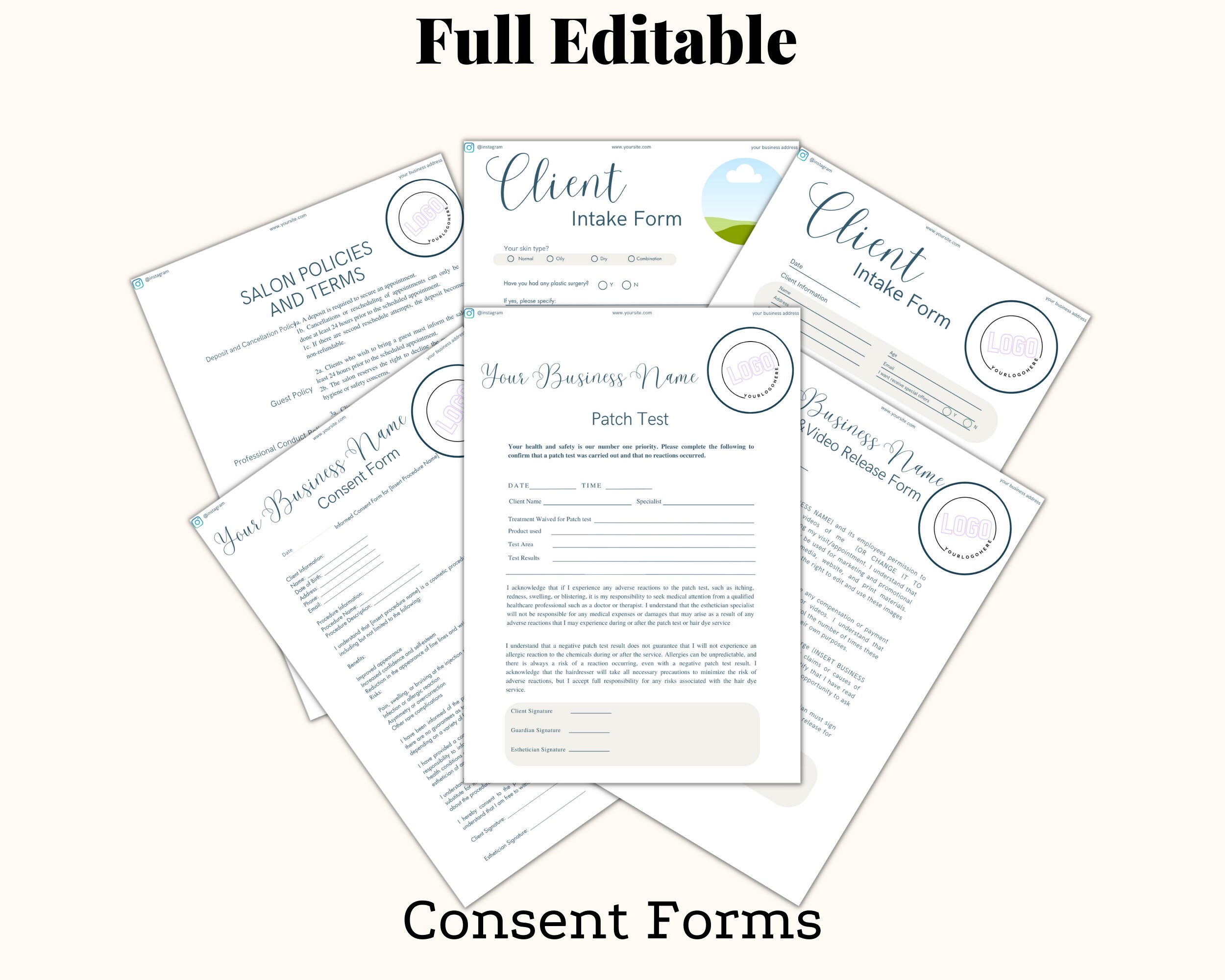 Esthetician Consent Forms Facial Consent Forms Client Intake Forms