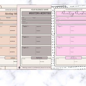 Meeting Minutes US Letter Printable Meeting Notes Template Digital Meeting Notes Business Meeting Agenda Printable Project Meeting Notes