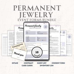 Permanent Jewelry Wedding Contract Permanent Jewelry Service Permanent Jewelry Waiver Permanent Jewelry Event Service Contract Jewelry B2B