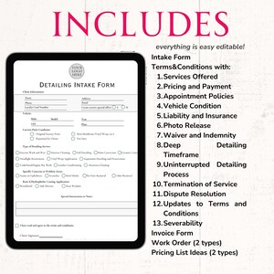 Car Detailing Premium Forms Vehicle Detailing Pricing Form Auto Detailing Business Work Order Template Professional Car Wash Forms Car Care