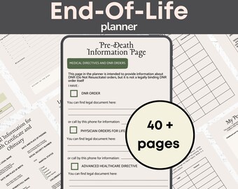 End of Life Planner Printable Emergency Binder PDF in Case - Etsy