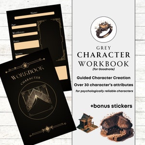 Libro de trabajo de personajes guiados Goodnotes PDF Hoja de trabajo de protagonista Hoja de personajes guiados Paquete de pegatinas de mundos de fantasía Pegatinas de mapas del mundo novedosos