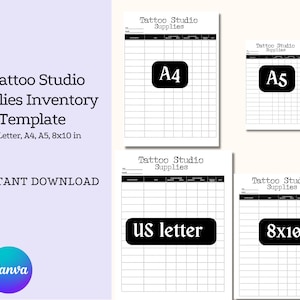 Tattoo Salon Printable Inventory Tracker Tattoo Shop Inventory Sheet Tattoo Artist Business Supplies Tracker Inventory Management Salon