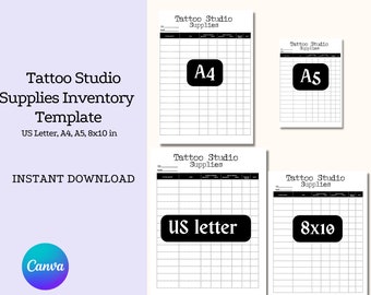 Tattoo Salon Printable Inventory Tracker Tattoo Shop Inventory Sheet Tattoo Artist Business Supplies Tracker Inventory Management Salon