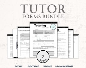 Può includere: Un set di sette moduli stampabili in bianco e nero per le aziende di tutoraggio. I moduli includono un modulo di ammissione, un contratto, una fattura e un rapporto riassuntivo. I moduli sono progettati per essere facilmente personalizzabili con il tuo logo e il tuo marchio.