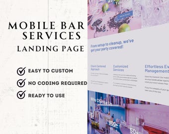 Canva Website Template Mobile Bar Landing Page Mobile Bartending Service Website Template Bar Sales Page Template Bartending Booking Form