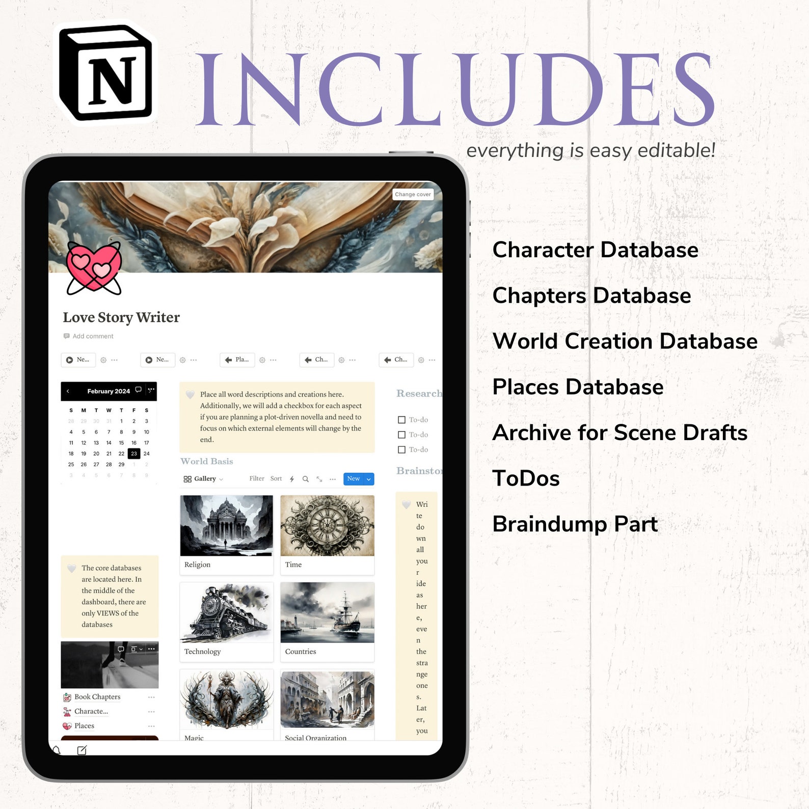Notion Template for Writer Gift Plot Romance Novel Writing Template ...