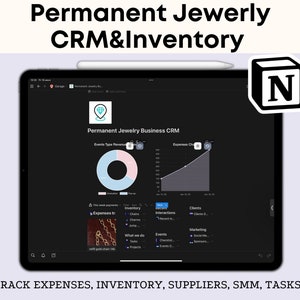 Notion Template Permanent Jewelry Business Inventory Tracker Notion Dashboard Permanent Jewelry Expenses Tracker Small Business CRM