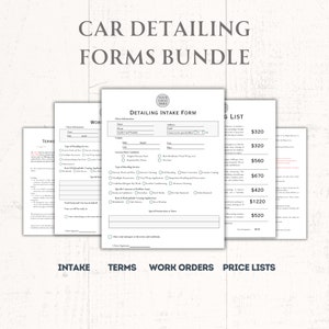 Car Detailing Premium Forms Vehicle Detailing Pricing Form Auto Detailing Business Work Order Template Professional Car Wash Forms Car Care