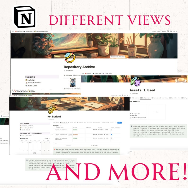 Ultimate Artist Copyright and License Management Notion Template Free Art Commission Form Included Freelance Illustrator Artist for Hire
