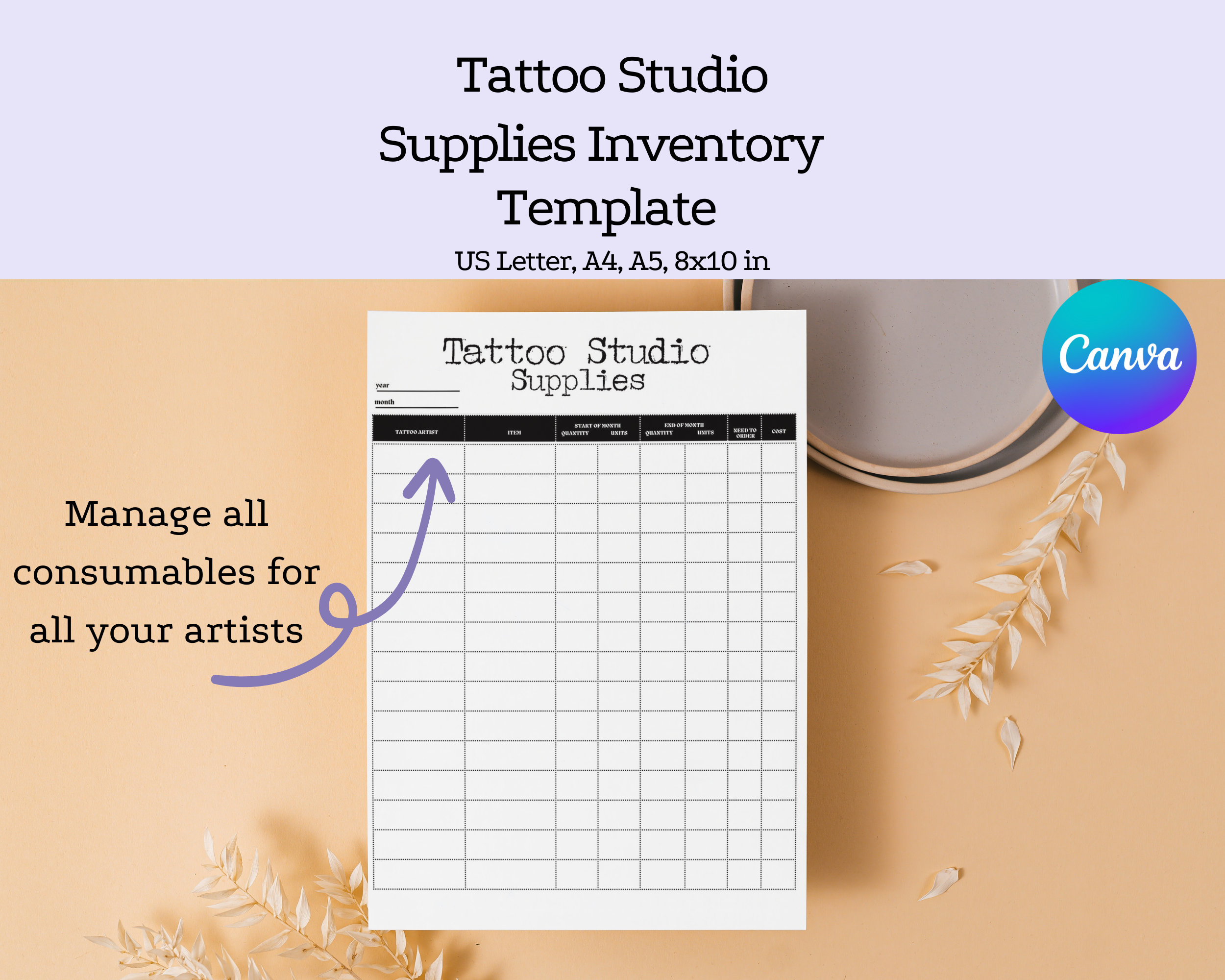 Art Supply Tracker Inventory List Printable PDF, 57 OFF