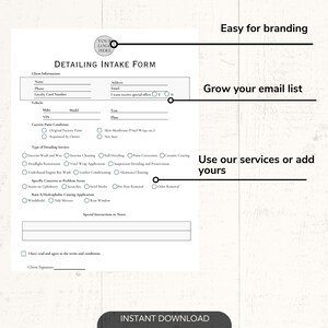 Car Detailing Premium Forms Vehicle Detailing Pricing Form Auto Detailing Business Work Order Template Professional Car Wash Forms Car Care