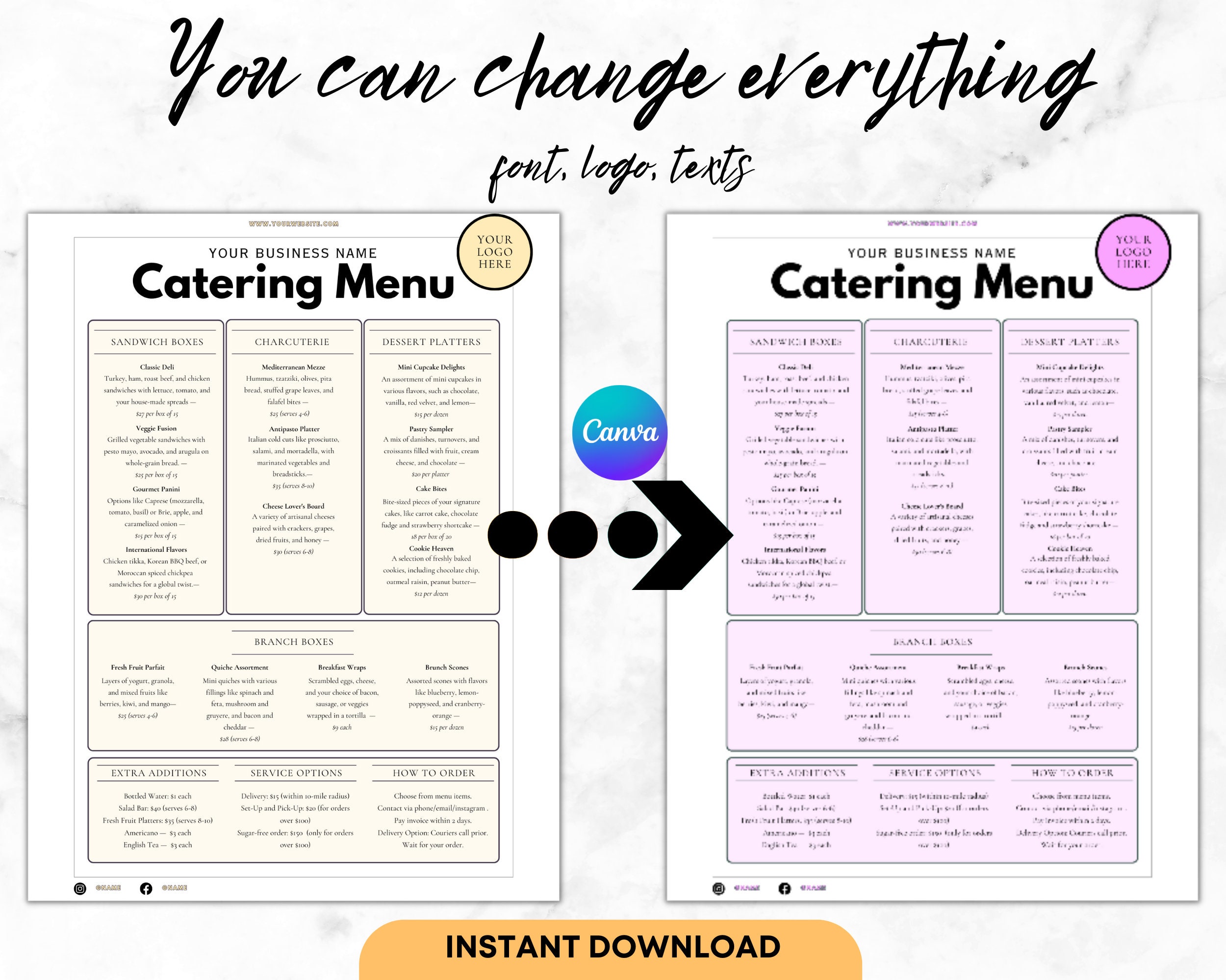 catering menu creator, fast & easy menus -... Catering Menu Editable Template Price List Restaurant Food Menu DIY ...