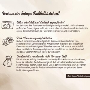 May include: A graphic illustration of a question mark inside a money bag, with text that reads "Why a Sutogu scratch card?"  The text below the image explains the benefits of using a Sutogu scratch card, including its flexibility, customization options, and the ability to see the product in action before purchasing.
