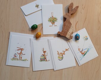 5 Easter cards based on watercolor motifs