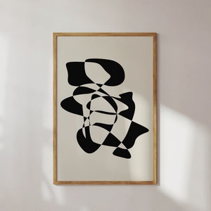 Neutral Abstract Wall Art Digital Download Minimalistic Black and Beige Art Print Printable  Modern Aesthetic Poster Mid Century Wall Decor