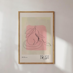 Keuken muur kunst digitale download neutrale eetkamer print vintage keuken illustratie poster afdrukbare muur kunst roze keuken decor