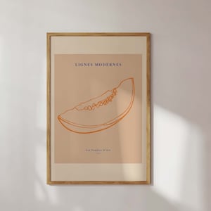 Kitchen Art Print Fruit Poster Digital Download Line Drawing Food Art Pop Art Print Melon Poster Minimalist Print PRINTABLE WALL ART