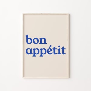 Minimalist Kitchen Decor Bon Appetit Print Blue Quote Art Digital Download Blue Kitchen Wall Art Printable Trendy Wall Art Aesthetic Poster image 4