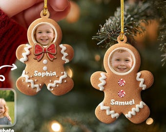 Custom Gingerbread Photo Ornament, Custom Baby Photo Ornament, Kids Christmas Gift, Ornament for Kids, Cookie Ornament, Christmas Tree Decor