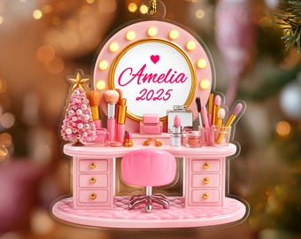 Personalized Makeup Christmas Ornament, Cosmetic Shelf Ornament, Gift for Makeup Artist, Beauty Lover Ornament, Christmas Decoration