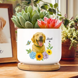 Custom Pet Portrait Plant Pot, Custom Dog Photo Memorial Planter, Pet Portrait Gift, Cat Lover Gift, Plant Lover Gift, Gift for Dog Mom