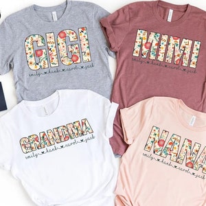 Personalize Floral Grandma Shirt PNG File, Custom Mothers Day Shirt Png, Custom Grandma With Kid Names Png, Nana Floral Shirt Png