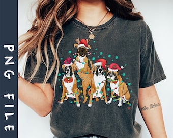 Boxer di Natale PNG, Png di Natale, Png del Boxer, Png di Natale del cane, Png dell'amante del Boxer, Png della mamma del cane, Png delle vacanze, Download istantaneo