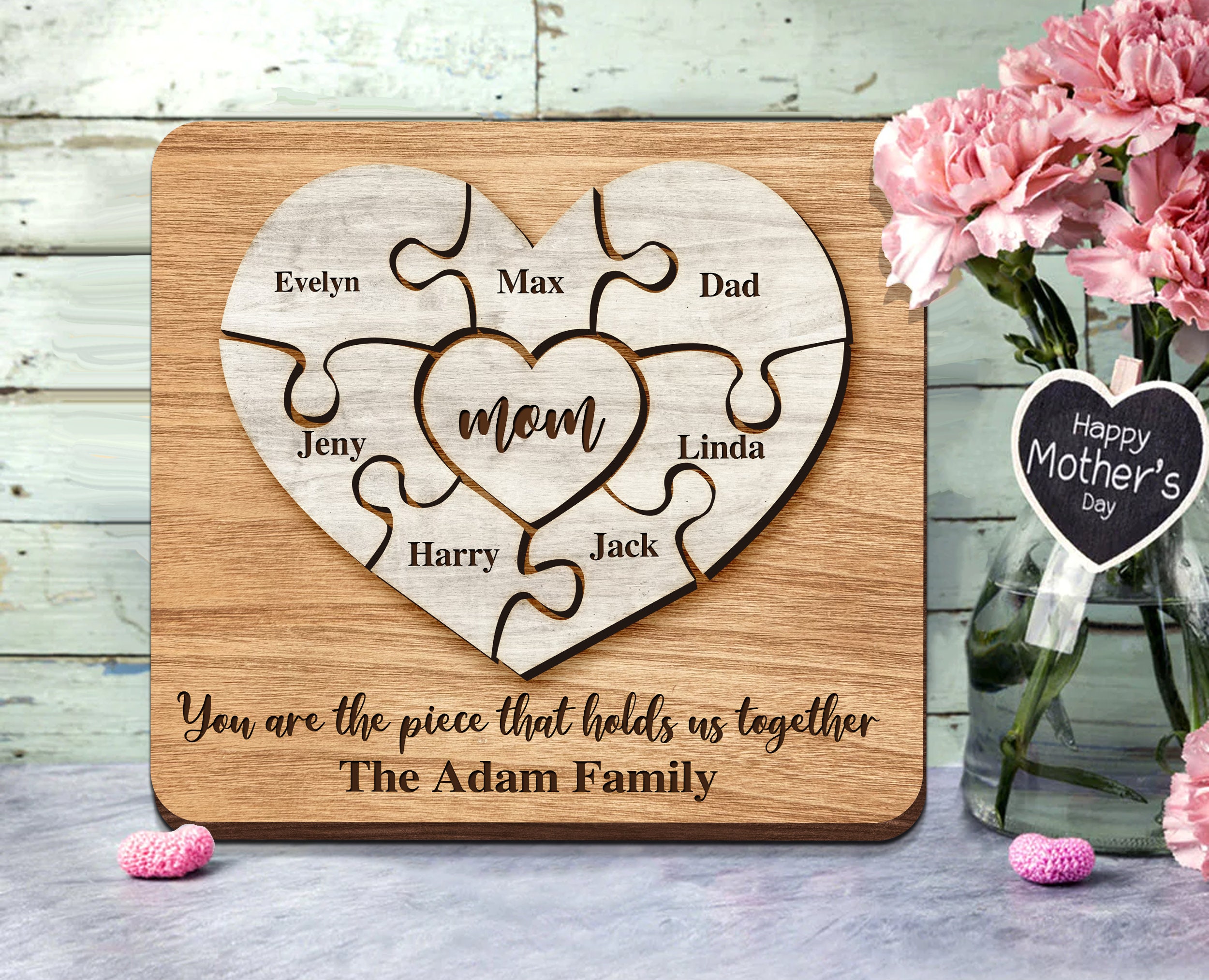 Personalized Mom Puzzle Sign SVG Custom Mother's Day - Etsy