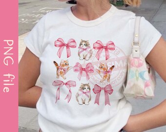 Coquette Cat PNG, Pink Bow Png, Cat Lover Png, Pink Cat Png, Soft Girl Png, Cat Mom Png, Preppy Png, Aesthetic Png, Instant Download