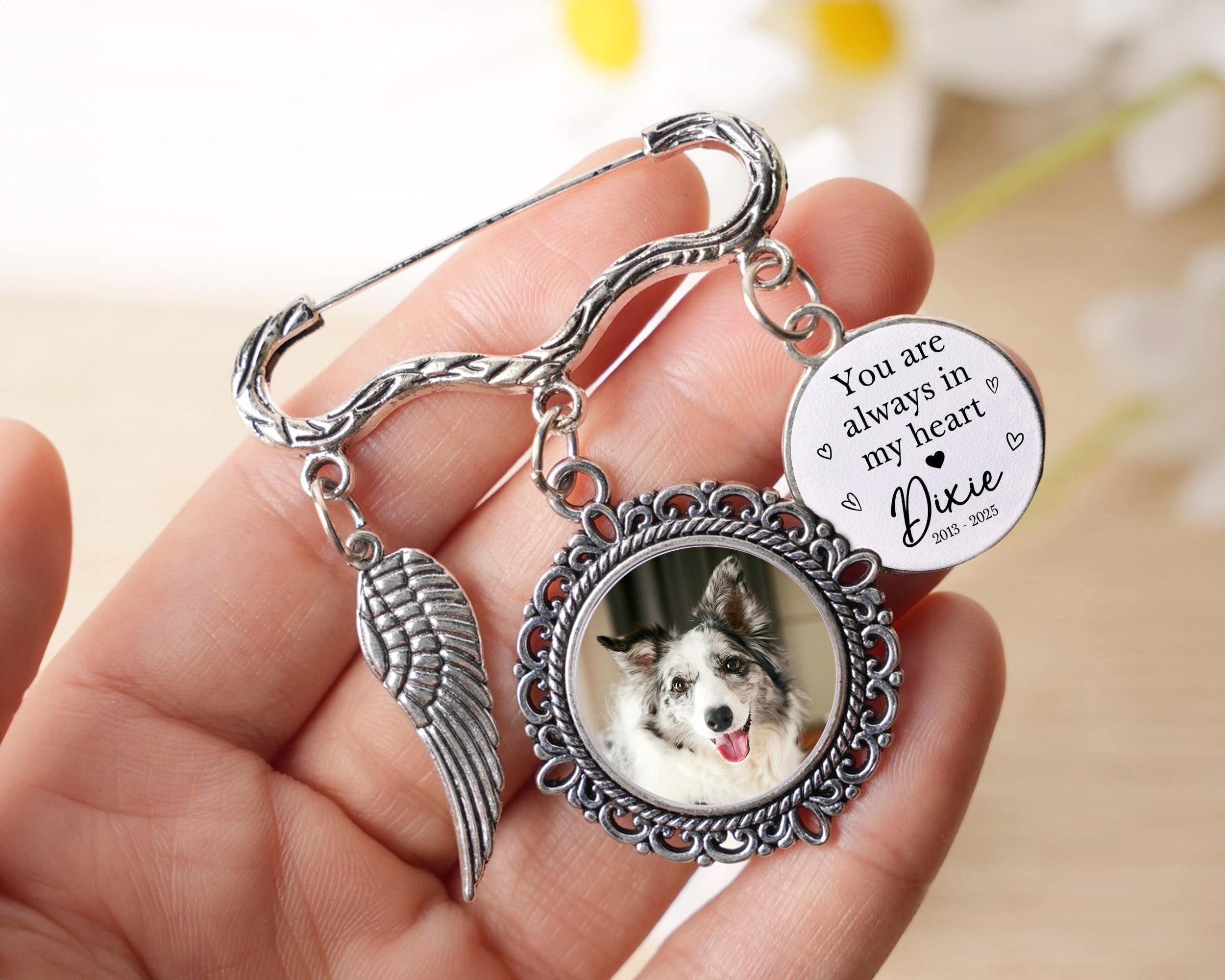 Custom Pet Memorial Photo Charm Pin, Flower Bouquet Photo Charm, Pet ...