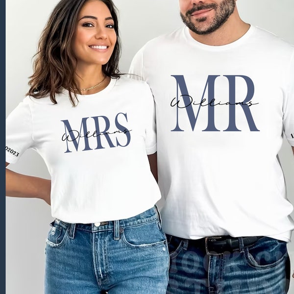 Personalized Mr Mrs Shirt SVG PNG File, Custom Date On Sleeve Shirt Svg, Custom Honeymoon Shirt Svg, Future Mrs. and Mr. Shirt Svg