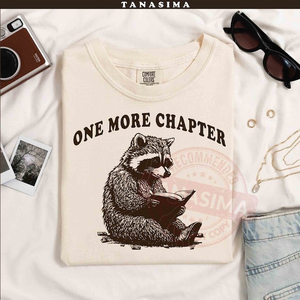 One More Chapter SVG PNG, Bookish Raccoon Svg, Funny Raccoon Svg, Trash Reader Svg, Reading Svg, Book Lover Svg, Instant Download