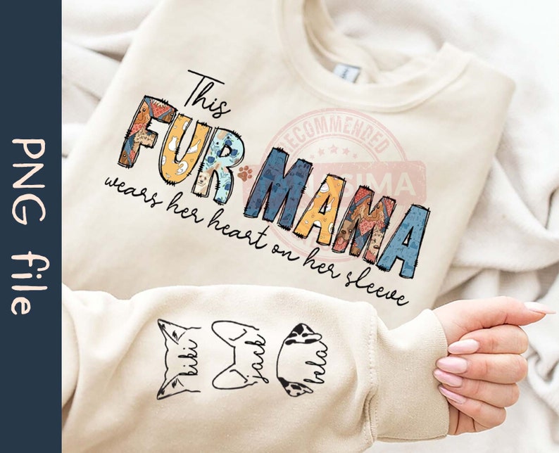 Personalized Fur Mama PNG, Custom Pet Ears Png, Dog Mama Png, Dog Mom Png, Cat Mom Png, Pet Lover Png, Cat Lover Png, Digital Download image 2