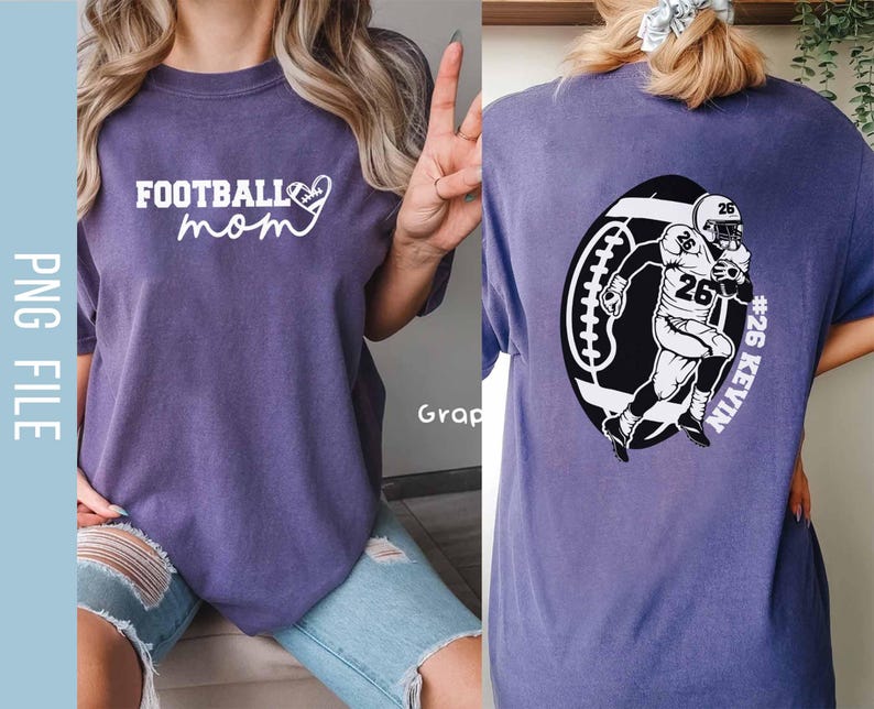 Custom Football Mom PNG, Custom Football Name and Number Png, Football ...