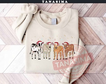 Christmas Cow PNG, Holstein Cow Png, Christmas Png, Cow Lover Png, Western Christmas Png, Christmas Light Png, Instant Download