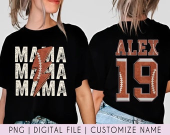 Personalized Football Mama PNG, Custom Game Day Football Mom Png, Custom Football Name And Number Png, Football Season Png, Digital Download