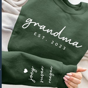 Personalize Grandma Shirt With Kid Names Sleeve SVG PNG File, Est Date Mom Shirt Svg, Custom Mothers Day Shirt Svg, Grandma Shirt Svg