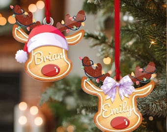Custom Reindeer Christmas Ornament, Kids Name Ornament, Baby's First Christmas Ornament, Child Name Ornament, Baby Girl Baby Boy Ornament