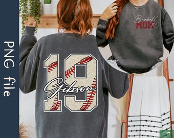 Personalized Baseball Mom PNG, Faux Glitter Png, Gameday Baseball Png, Baseball Lover Png, Baseball Season Png, Digital Download