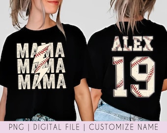 Personalized Baseball Mama PNG File, Custom Game Day Baseball Mom Png, Custom Baseball Name And Number Png, Baseball Season Png