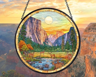 Yosemite National Park Glass Suncatcher, US National Park Gift, National Park Glass Art, Window Hanging, Nature Glass Art, Traveler Gift