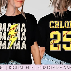 Personalized Softball Mama PNG File, Custom Game Day Softball Mom Png, Custom Softball Name And Number Png, Softball Season Png