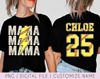 Personalized Softball Mama PNG File, Custom Game Day Softball Mom Png, Custom Softball Name And Number Png, Softball Season Png