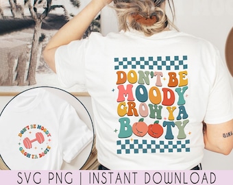 Wees niet humeurig Grow Ya Booty SVG PNG-bestand, Retro Fitness Girl Svg, Funny Workout Girl Svg, Gym Svg, Trainer Svg, Fitness Coach Svg